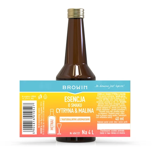 Essens med citron-hindbær smag - 40 ml, til 4L - 4