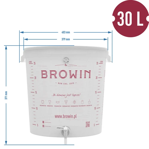 Fermenteringsbeholder 30 L med låg og hane - 10