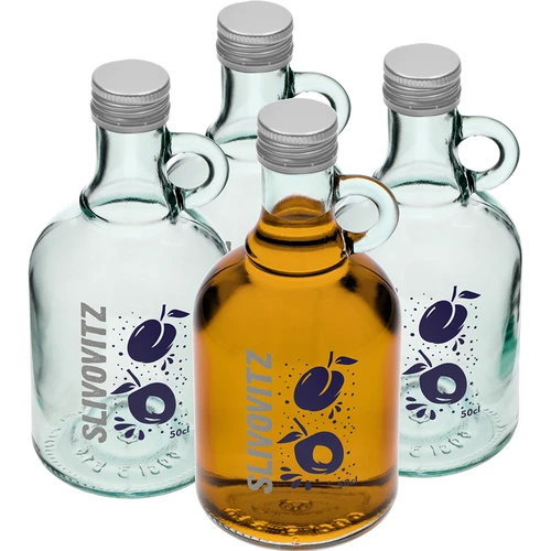 Flaske 0,5 L med låg og 2-farvet tryk Slivovitz - 4 stk.  - 1 
