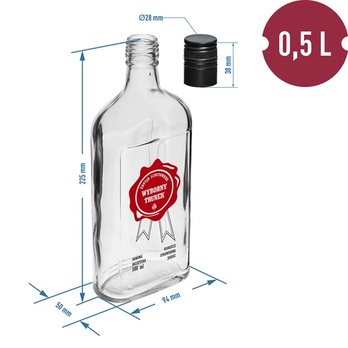 Flaske 0,5 L med låg og 2-farvet tryk Udmærket Drik - 4 stk. - 8