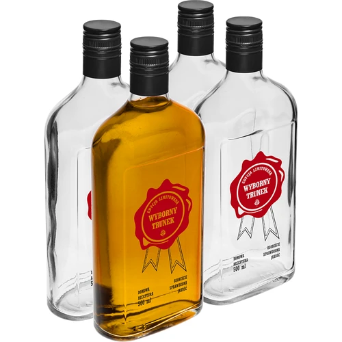 Flaske 0,5 L med låg og 2-farvet tryk Udmærket Drik - 4 stk.  - 1 