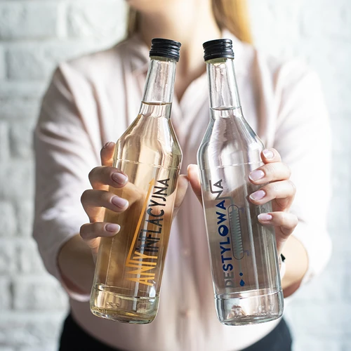 Flaske 0,5 L med låg og tryk Destilleret - 4 stk. - 9