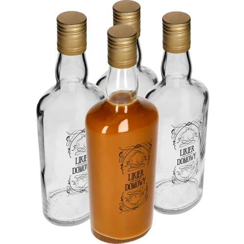 Flaske 0,5 L med låg og tryk Hjemmelavet likør - 4 stk.  - 1 