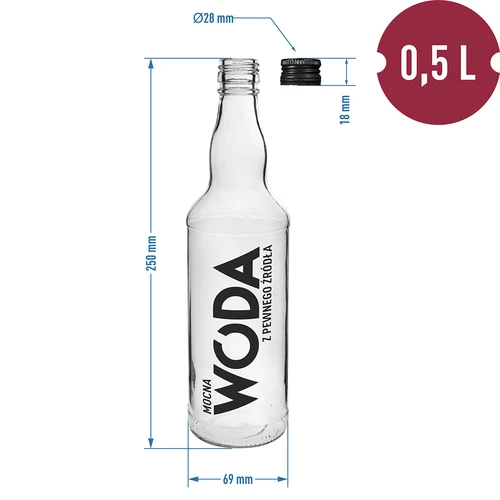 Flaske 0,5 L med låg og tryk stærk Vand - 4