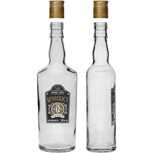 Flaske 0,5 L med skruelåg og 2-farvet tryk Whisky - 4 stk. - 4