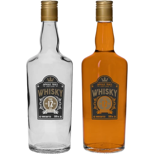 Flaske 0,5 L med skruelåg og 2-farvet tryk Whisky - 4 stk. - 5