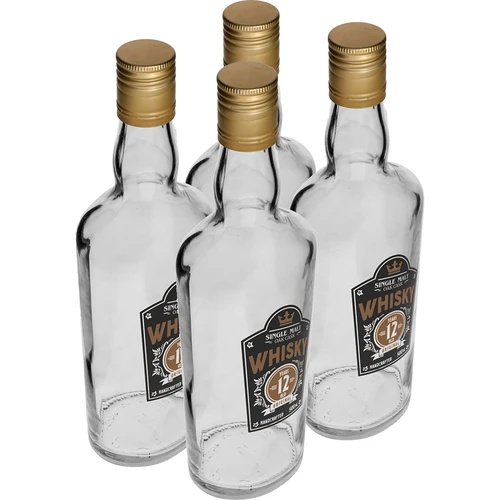 Flaske 0,5 L med skruelåg og 2-farvet tryk Whisky - 4 stk. - 2