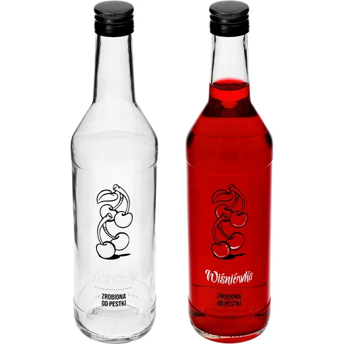 Flaske 0,5 L med skruelåg og tryk Kirsebærlikør - 4 stk. - 4