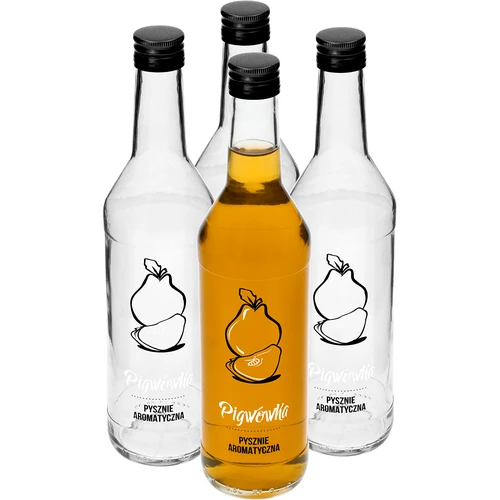 Flaske 0,5 L med skruelåg og tryk Kvede - 4 stk.  - 1 