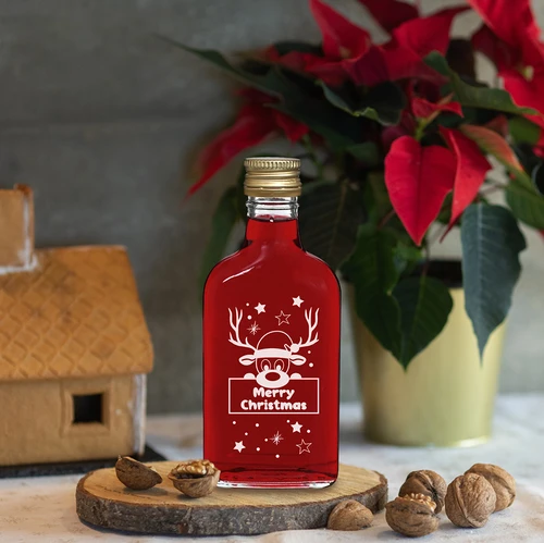 Flaske 200 ml med skruelåg, juletryk Rensdyr, 6 stk. - 6