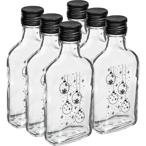 Lommelærke-flaske 200 ml med skruelåg, tryk "Julekugler", 1 stk. - 4