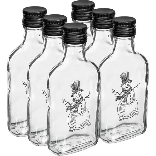 Lommelærkeflaske 200 ml med skruelåg, tryk 'Snemand', 1 stk. - 4
