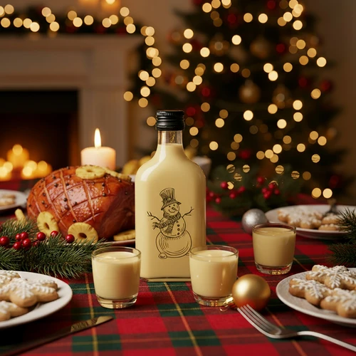 Lommelærkeflaske 200 ml med skruelåg, tryk 'Snemand', 1 stk. - 6