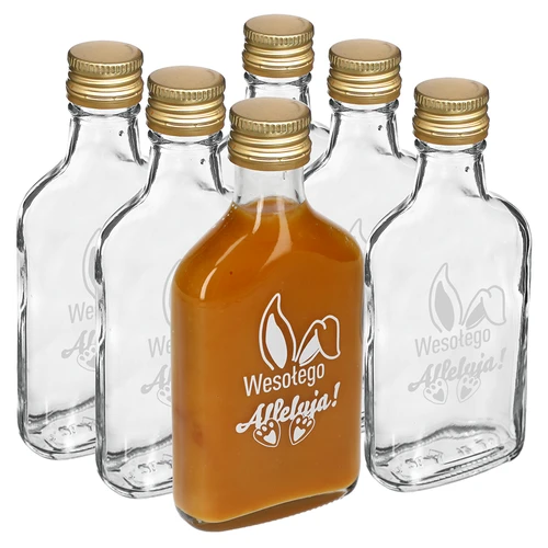 Flaske 200ml med skruelåg, tryk KANINØRER 6stk  - 1 
