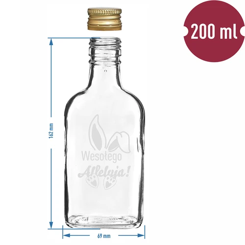 Flaske 200ml med skruelåg, tryk KANINØRER 6stk - 6