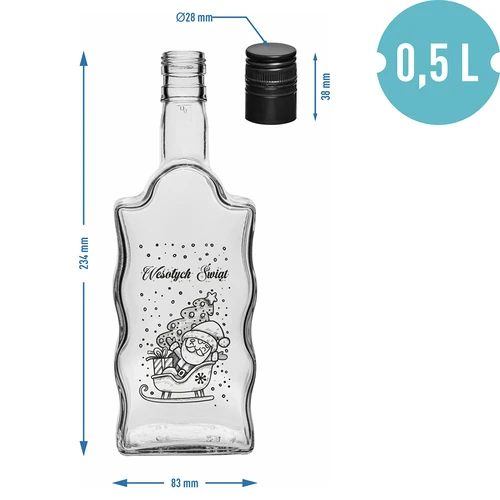 Klasztorna-flaske 500 ml med skruelåg, tryk "Julemanden", 1 stk. - 5