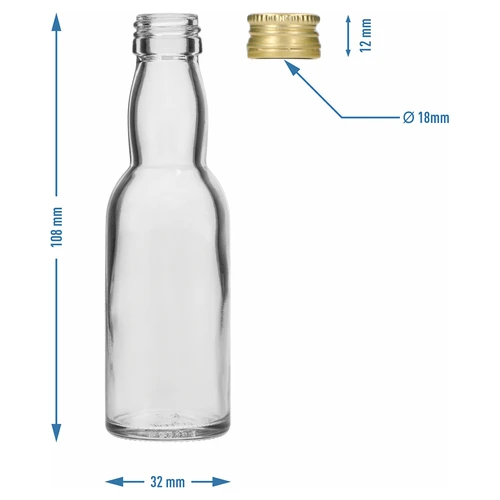 Flaske 'Maluch' med gyldent skruelåg, 40 ml, 10 stk. - 8