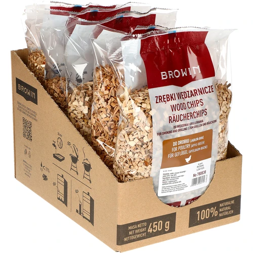 Flis til røgning/grillning, 50% æble + 50% bøg, 450 g, kl. 8 - 3