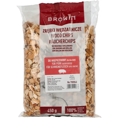 Flis til røgning/grillning af svinekød - mix (70% elletræ, 30% bøg), 450 g, kl.10  - 1 