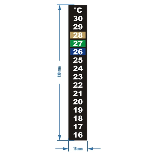 Flydende krystaltermometer (+16°C til +30°C) 13cm - 2