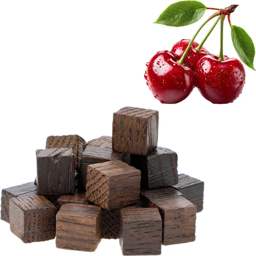 Franske egekuber, kraftigt toastede, aromatiserede – Kirsebær, 20 g - 3