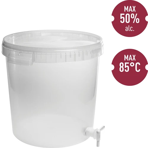Gæringsbeholder 30 L med låg og hane - 2