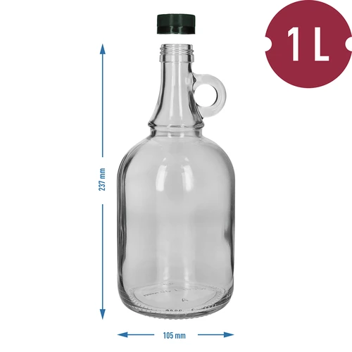 Gallone flaske 1L uden flet, med skruelåg - 4