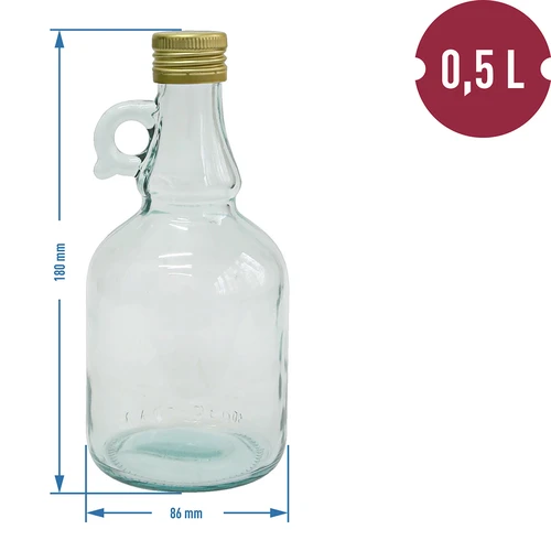 Gallone flaske uden flet, med skruelåg 0,5 L - 2