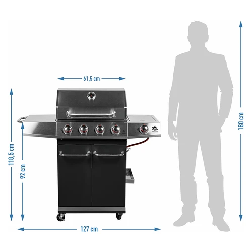 Gasgrill dragON BBQ101, 11,7 kW, sort-sølv - 10