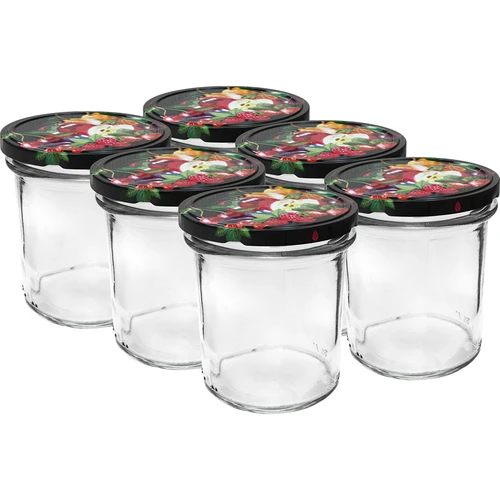 Glas 350 ml med farvet låg - 6 stk.  - 1 