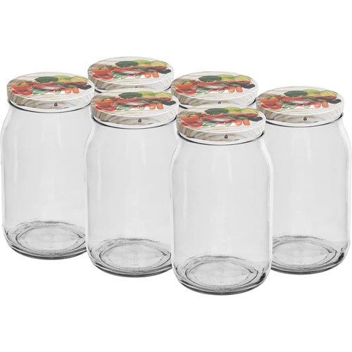 Glas TO 900 ml med farvet låg fi82/6 - 6 stk.  - 1 