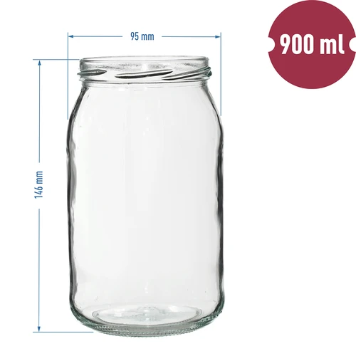 Glas TO 900 ml med farvet låg fi82/6 - 6 stk. - 2