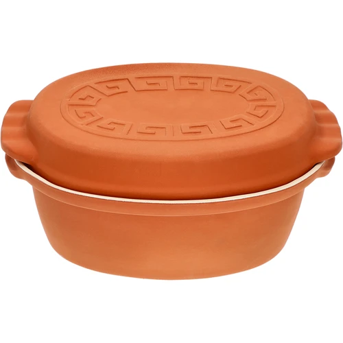Glaseret romersk gryde 4,5 L (meander) - 2