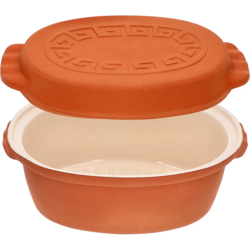 Glaseret romersk gryde 4,5 L (meander) - 3