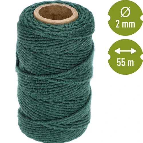 Grøn bomuldssnor 2 mm/55 m/100 g - 4