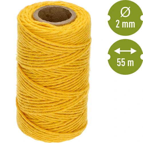 Gul bomuldssnor 2 mm/55 m/100 g - 4