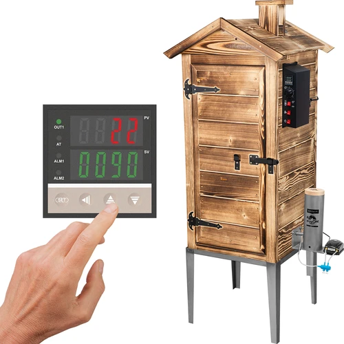 Have-rygeovn 200 L dragON Wood 100E - i brændt træ, med elektrisk varmeelement og styring