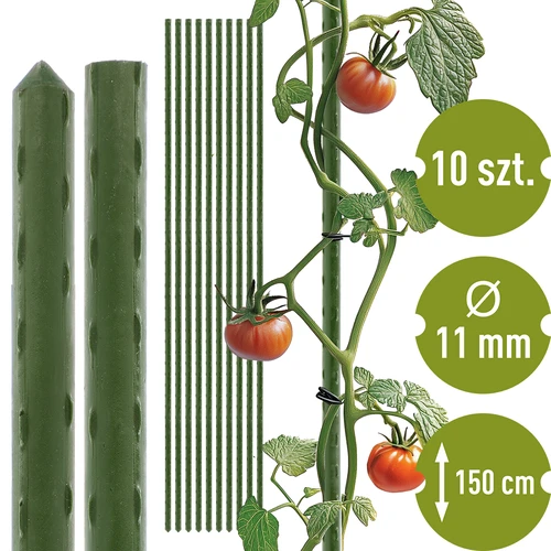 Havepinde Bioogród – belagt stål, 1,5 m, fi 11 mm, 10 stk.  - 1 