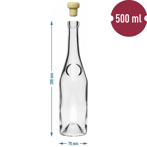 Herbowa-flaske 500 ml med svampeformet naturkorkprop, 1 stk. - 6