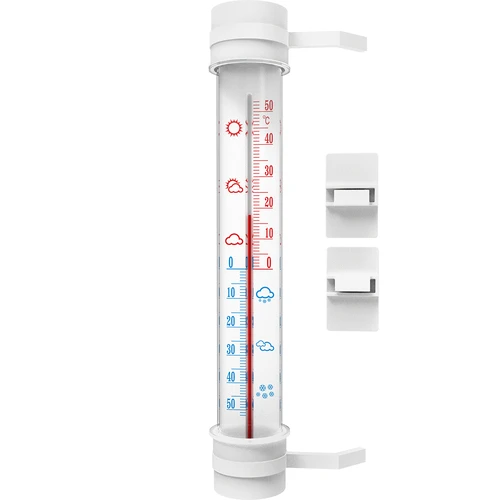 Hvidt udendørs termometer (-50°C til +50°C) 27cm  - 1 