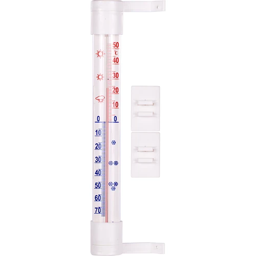 Hvidt udendørs termometer (-60°C til +50°C) 23cm  - 1 