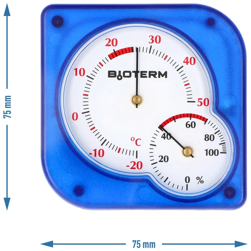Indendørs bimetal termometer med hygrometer (-20 til +50°C), blåt - 4