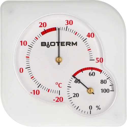 Indendørs bimetal termometer med hygrometer (-20 til +50°C), hvid  - 1 