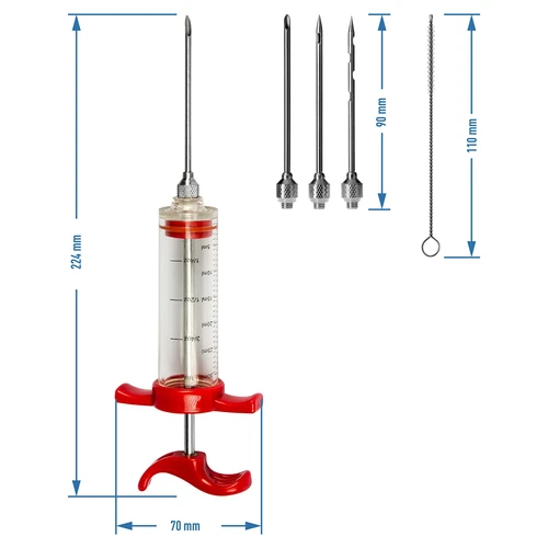 Injektionssprøjte 30ml + 3 nåle + rengøringsbørste - 7