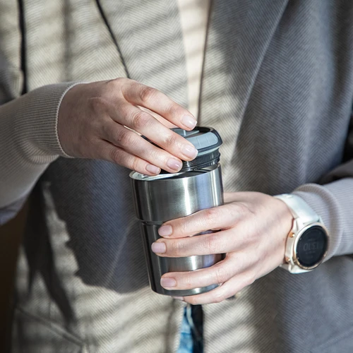 Kaffekværn - elektrisk, kværn, med brygger og kop - 18
