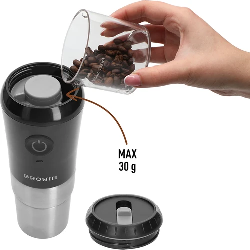 Kaffekværn - elektrisk, kværn, med brygger og kop - 7