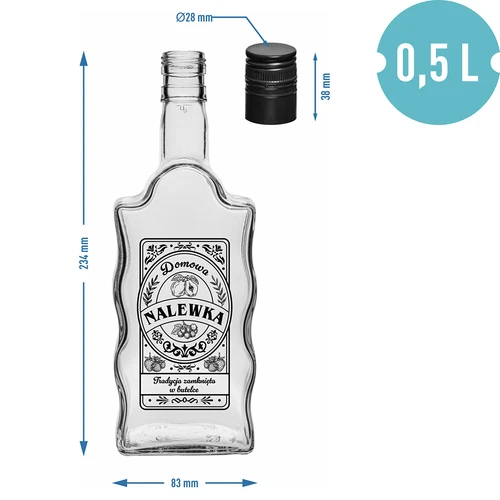 Klasztorna-flaske 500 ml med skruelåg, tryk "Nalewka", 1 stk. - 5
