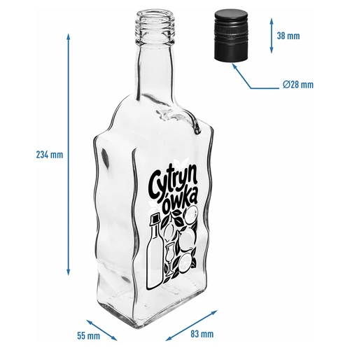 Klasztorna-flaske 500 ml med skruelåg og tryk »Cytrynówka«, motiv 1 - 5