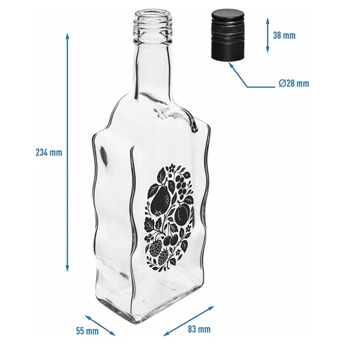 Klasztorna-flaske 500 ml med skruelåg og tryk »Frugter« mønster 1 - 5