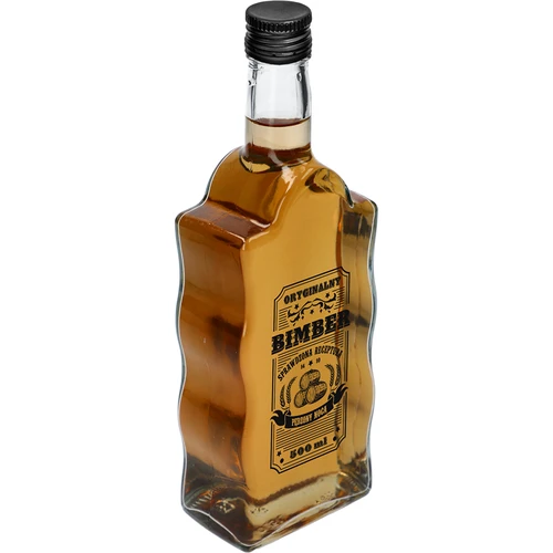 Klosterflaske 0,5 L med sort skruelåg og Bimber-tryk - 2